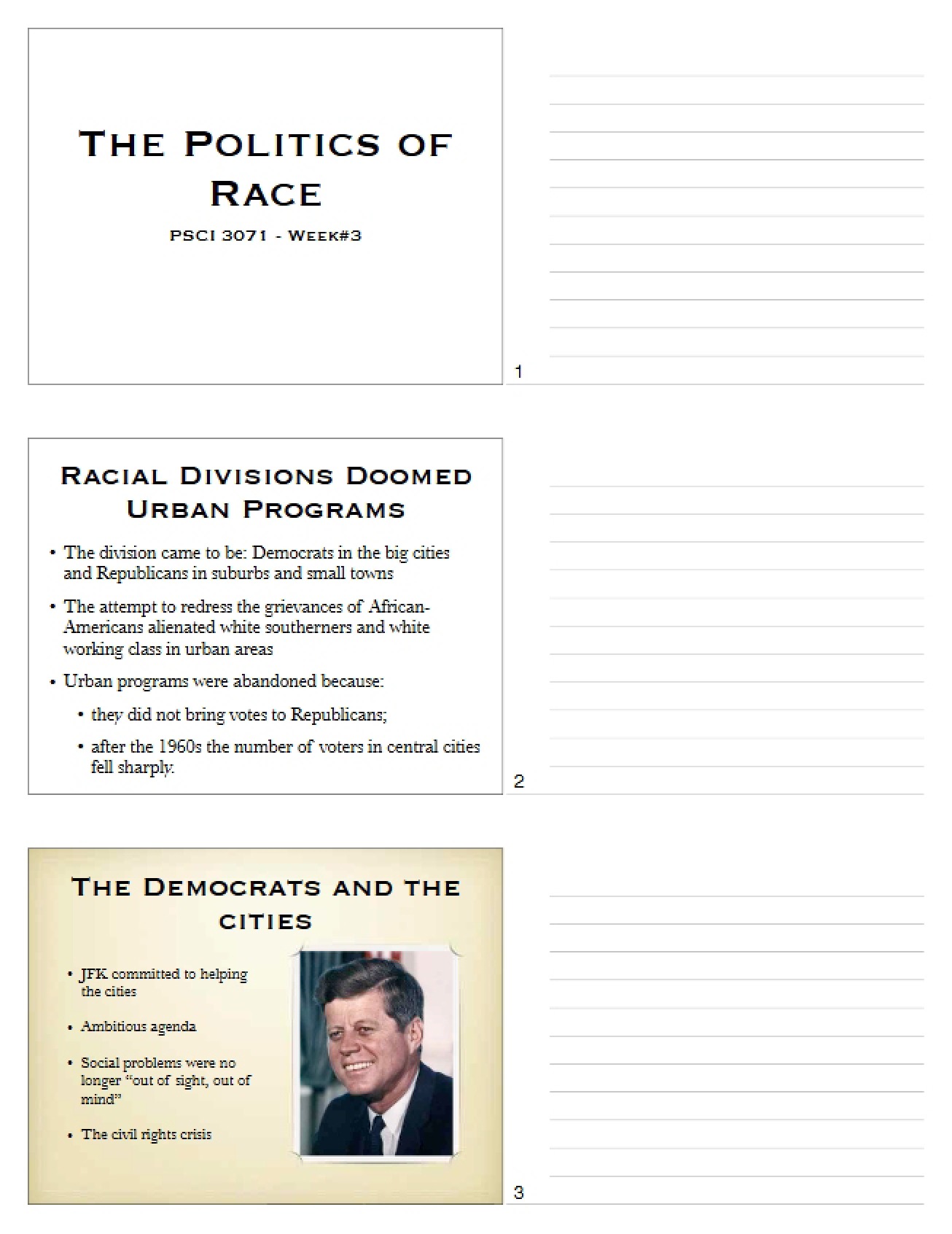 Urban Politics Lecture Summaries
