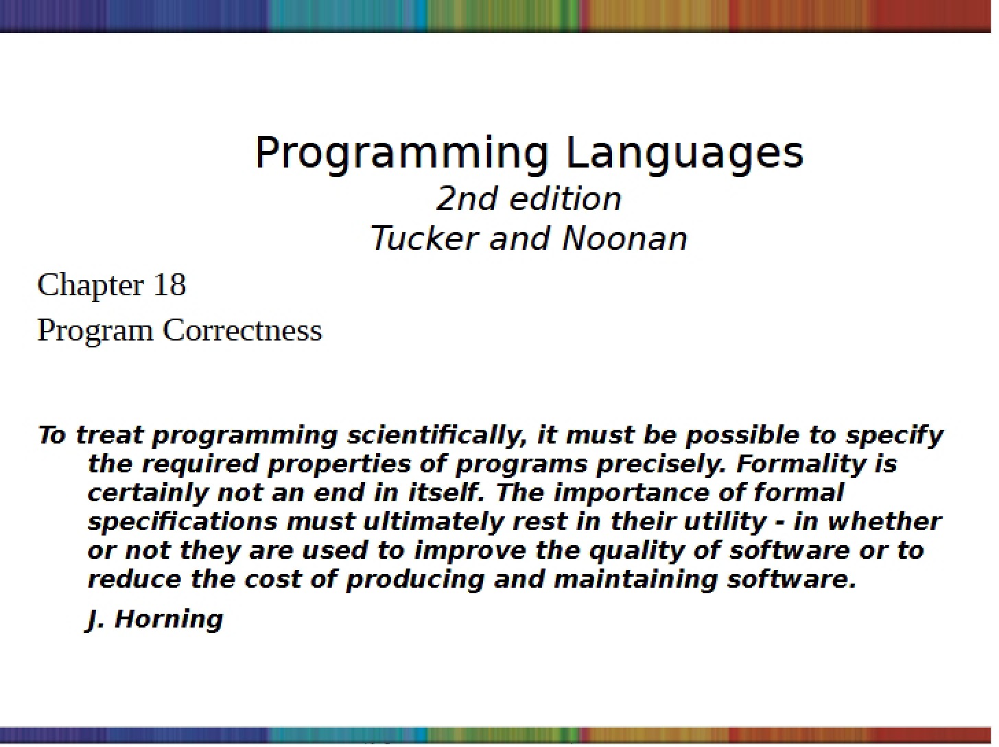 Program Correctness Chapter 18 Notes