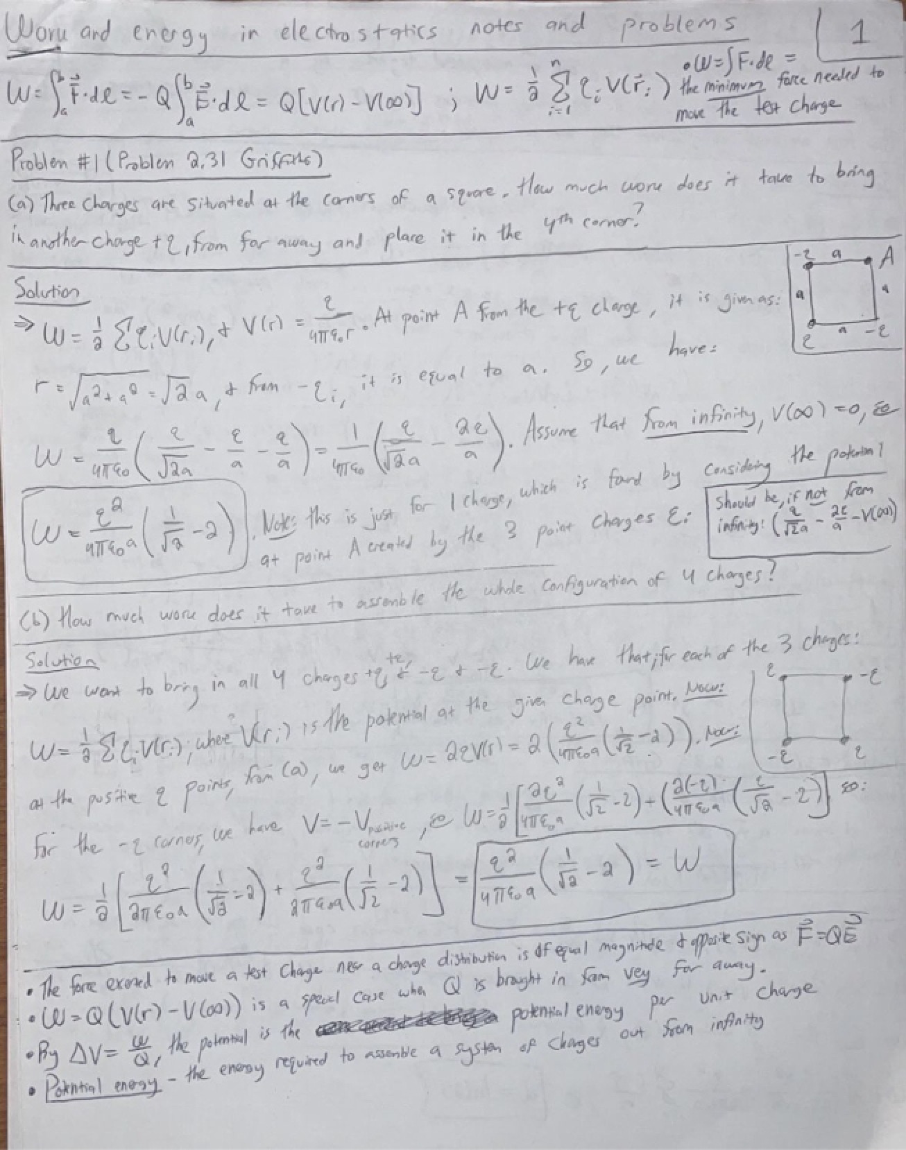 Notes on Work and Energy in Electromagnetism