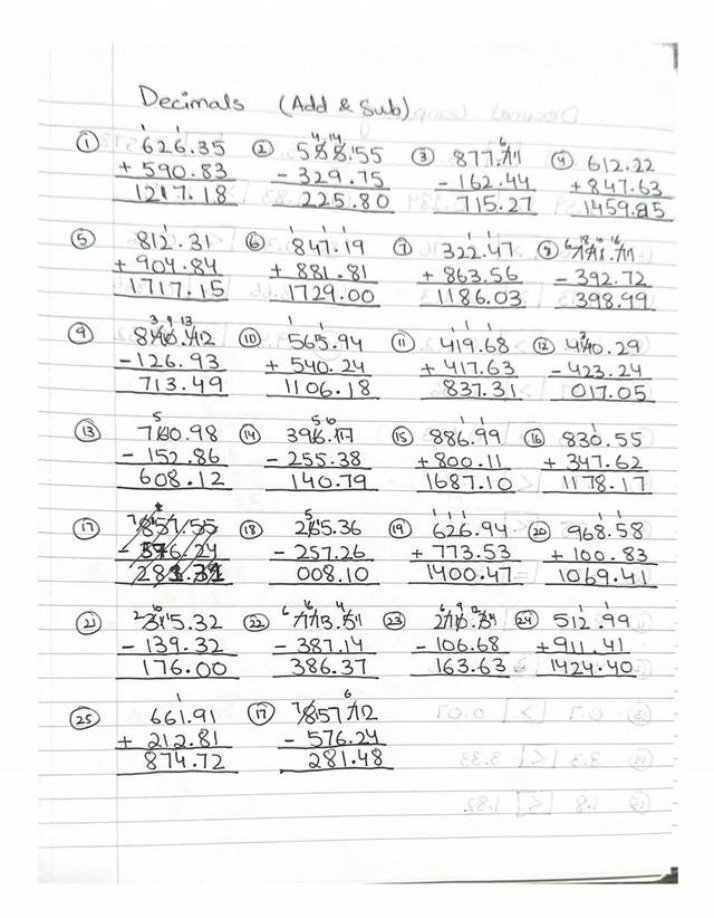 Practice Problems for Decimal Operations