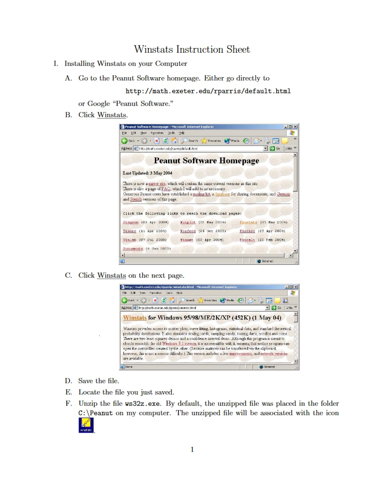 Instructions for Winstats