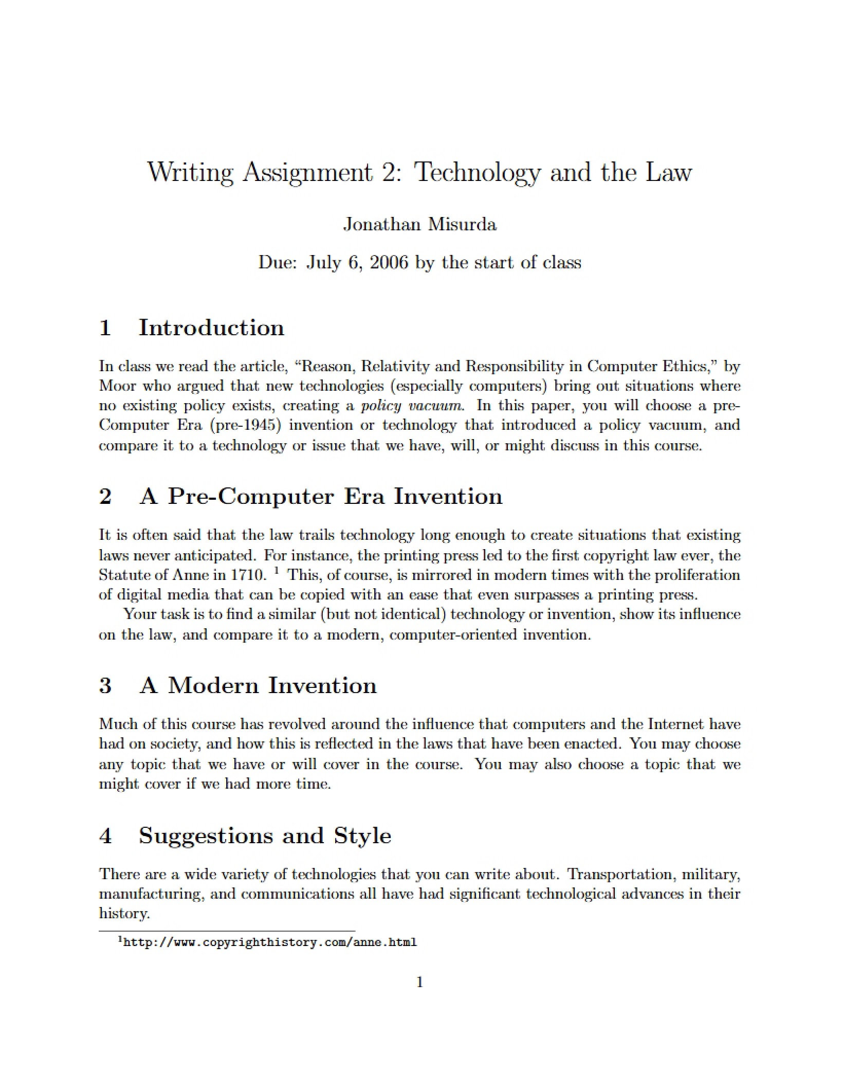Assignment for Writing