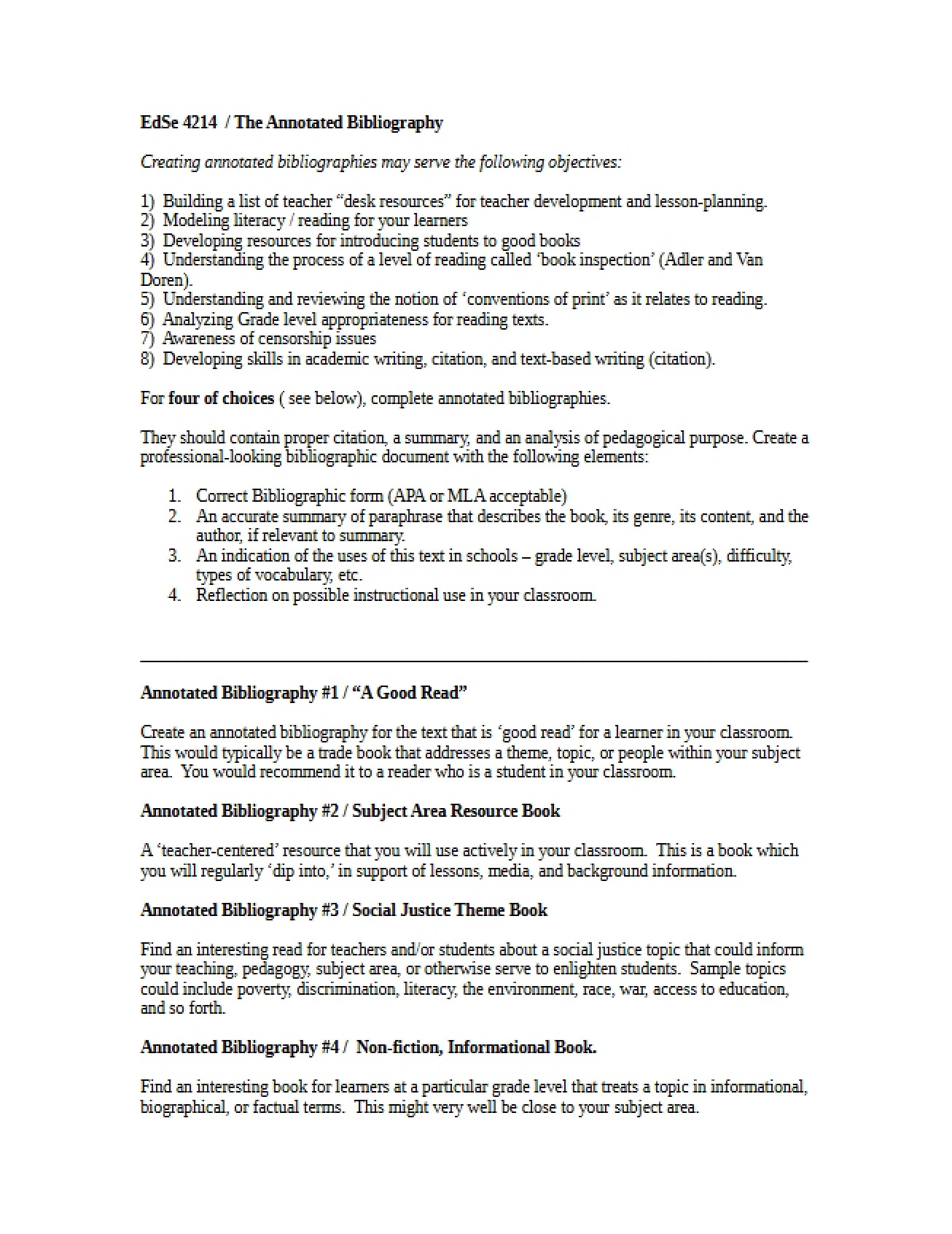 Bibliography with Annotations
