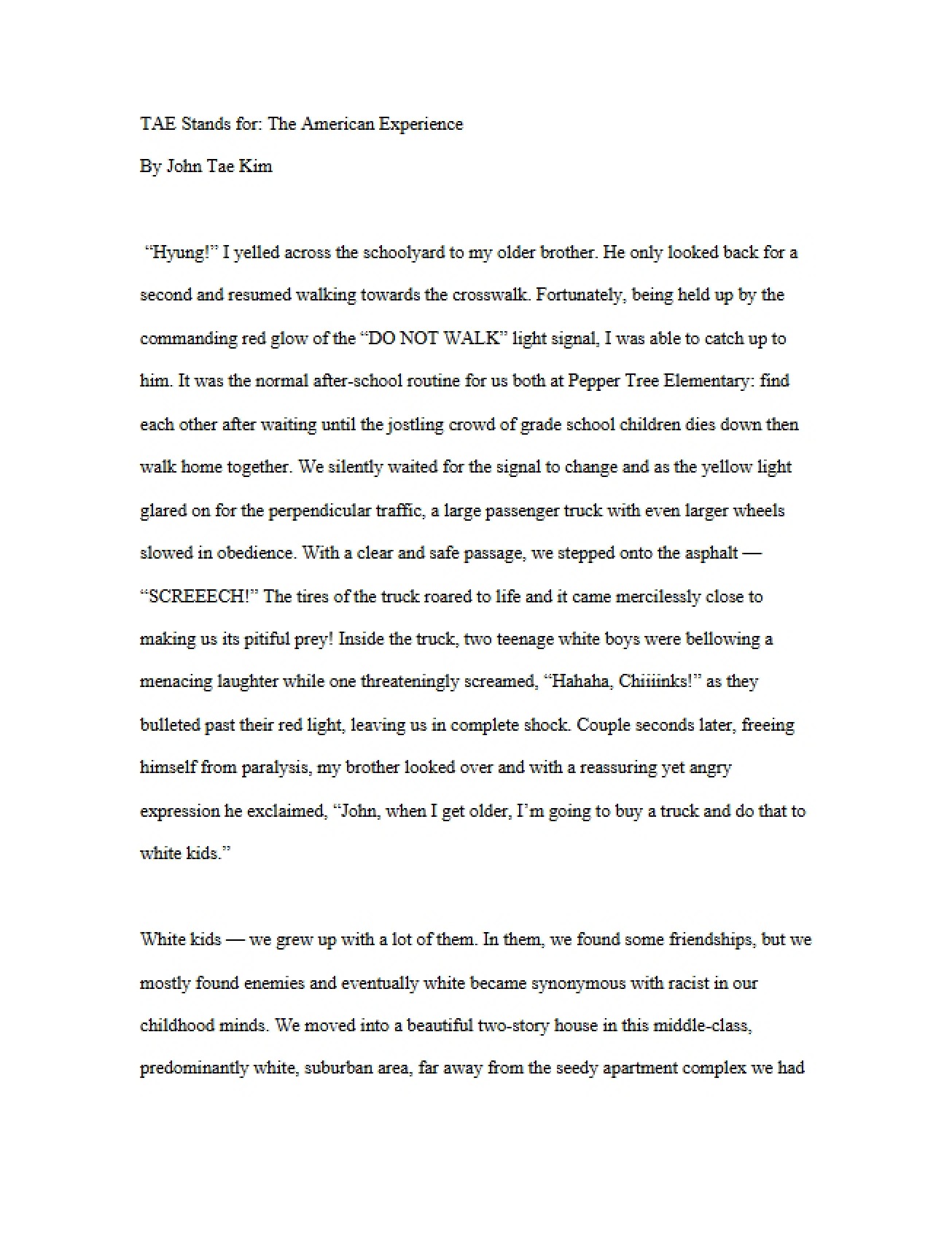 TAE An Abbreviation for The American Experience