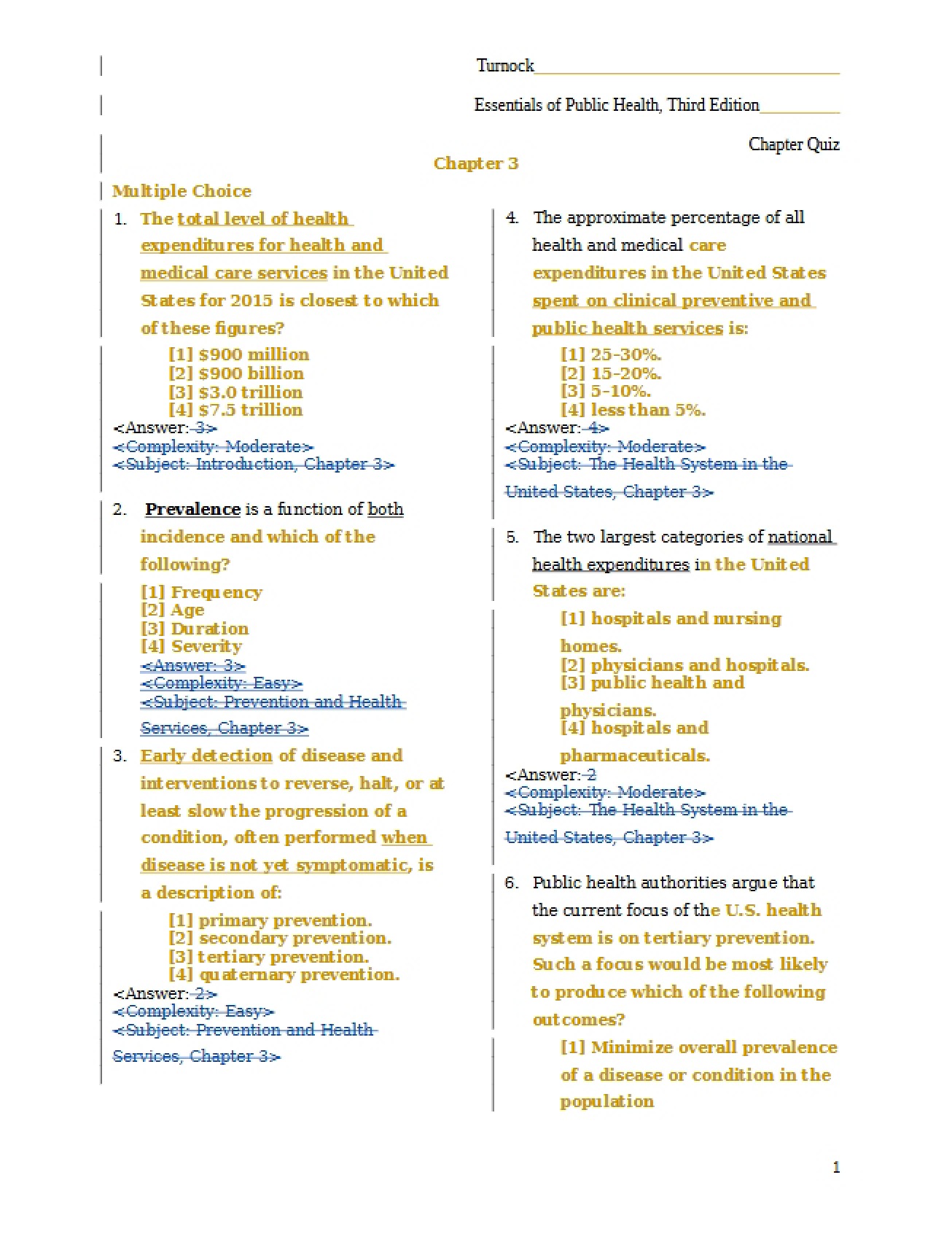 Chapter Three Quiz Blank