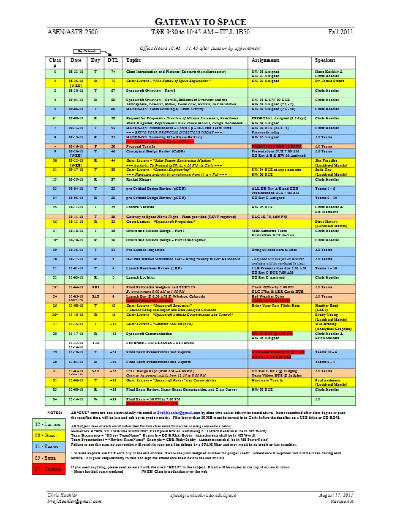Syllabus for Gateway to Space