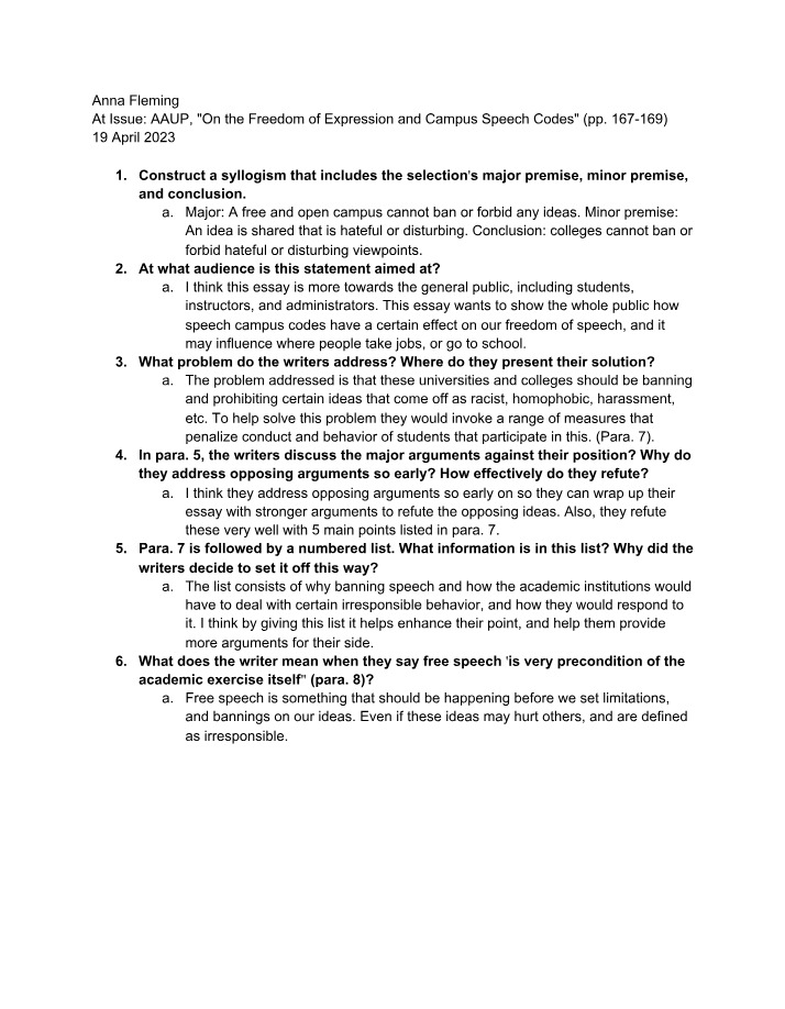 Analysis of Freedom of Expression and Campus Speech Codes (AAUP)