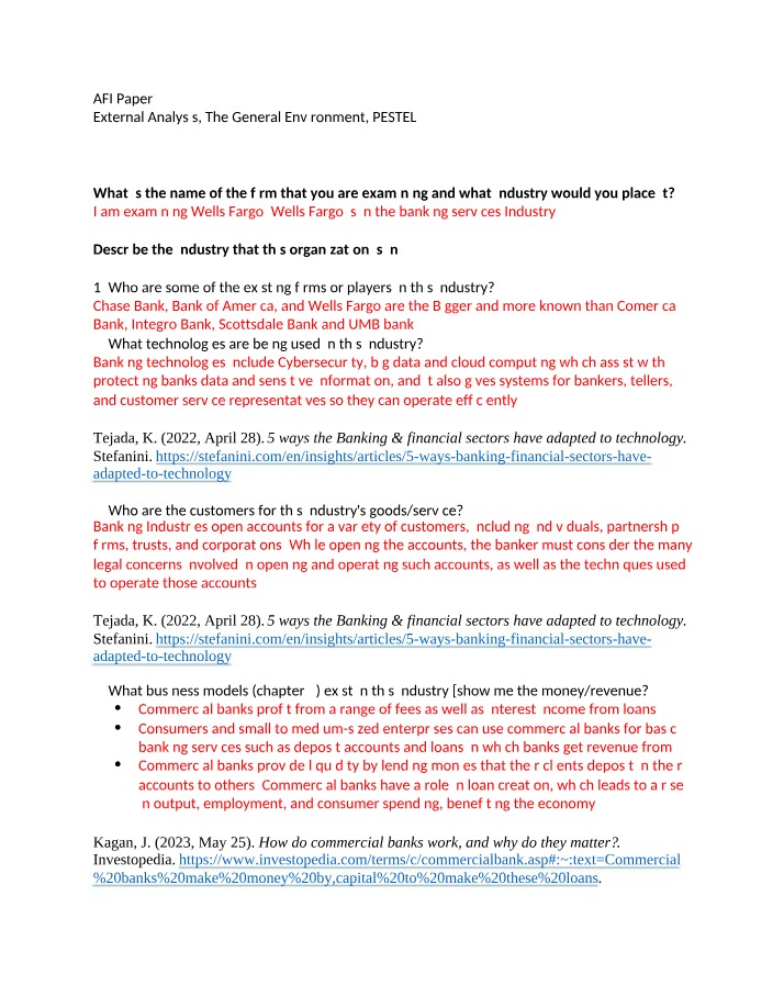 External Analysis of the General Environment (PESTEL)