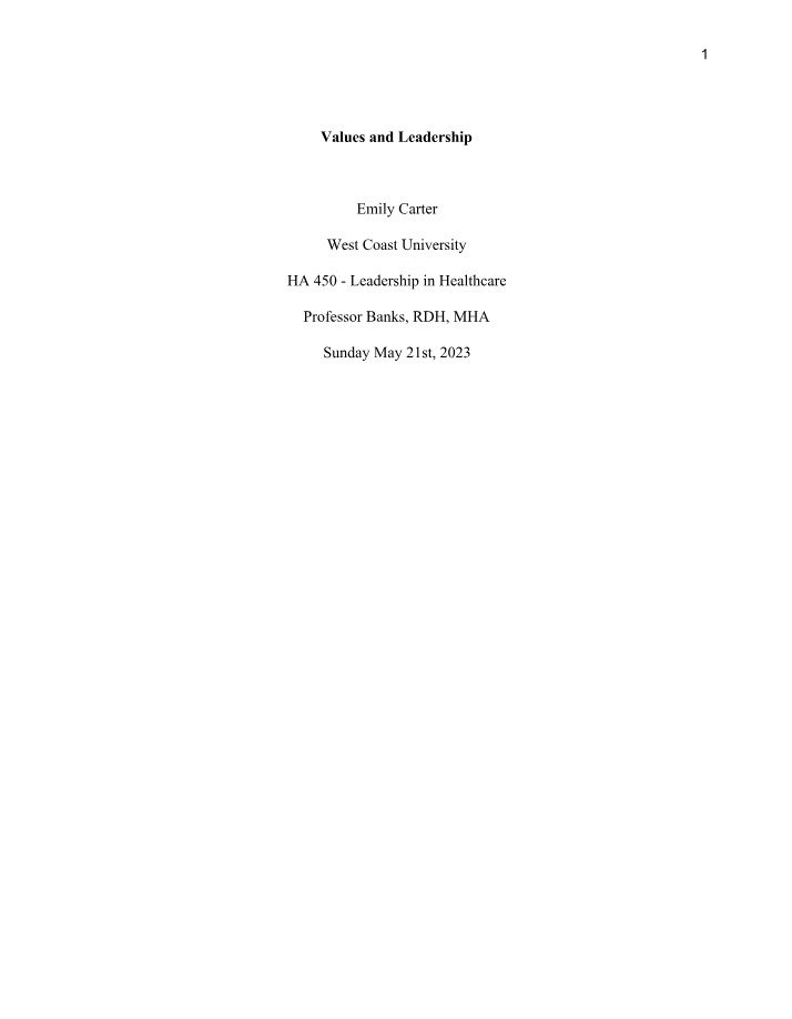 Values in Leadership and Decision-Making