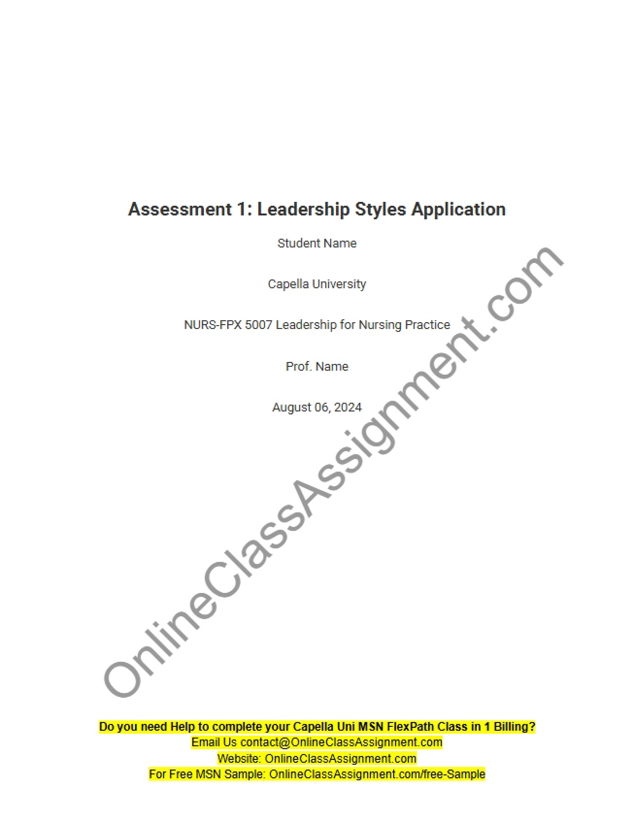 Application of Leadership Styles (Assessment 1) - 5 Pages