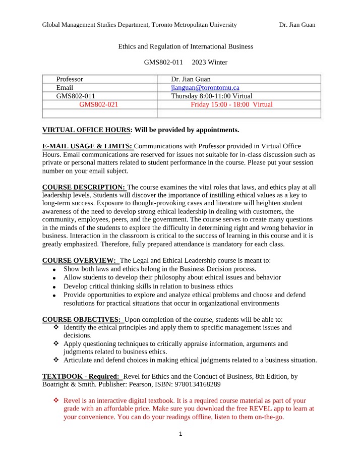 Winter Course Outline for GMS802-011
