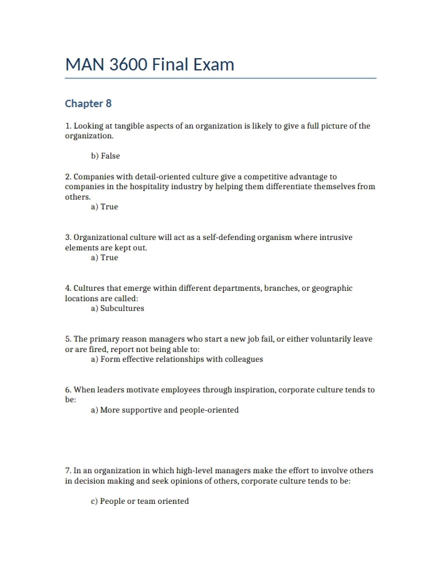 Course Final Exam