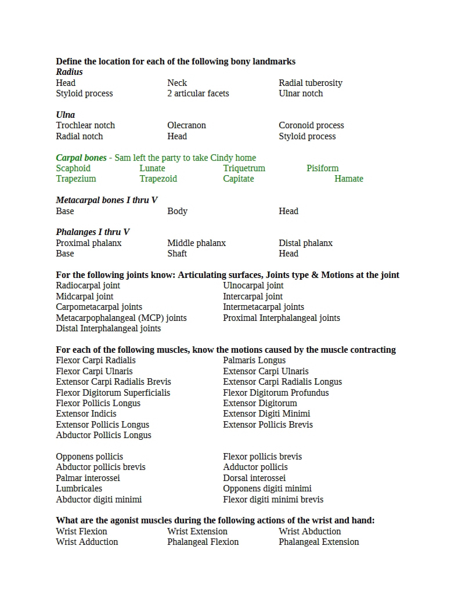 Anatomy and Physiology II Notes