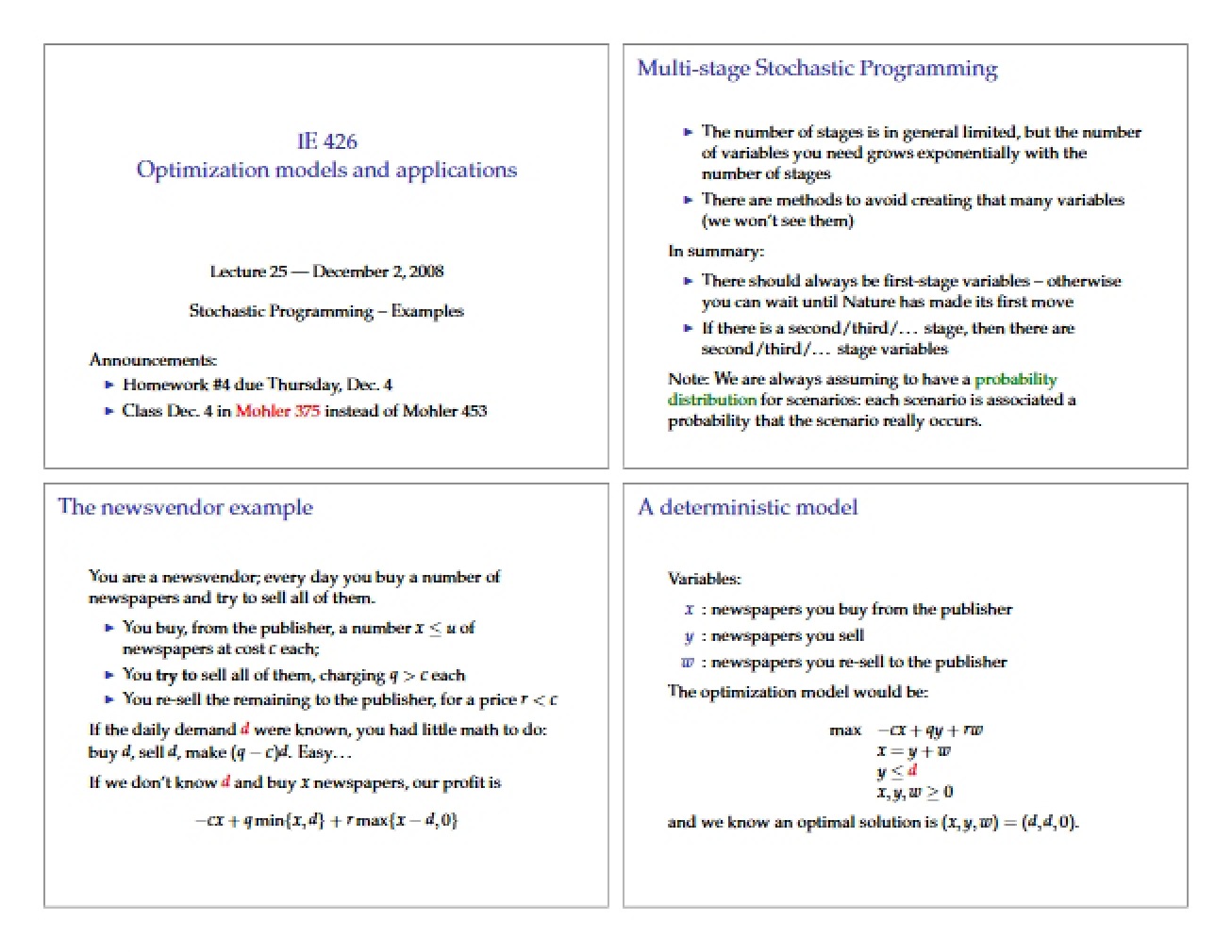 Lecture 25 Class Notes