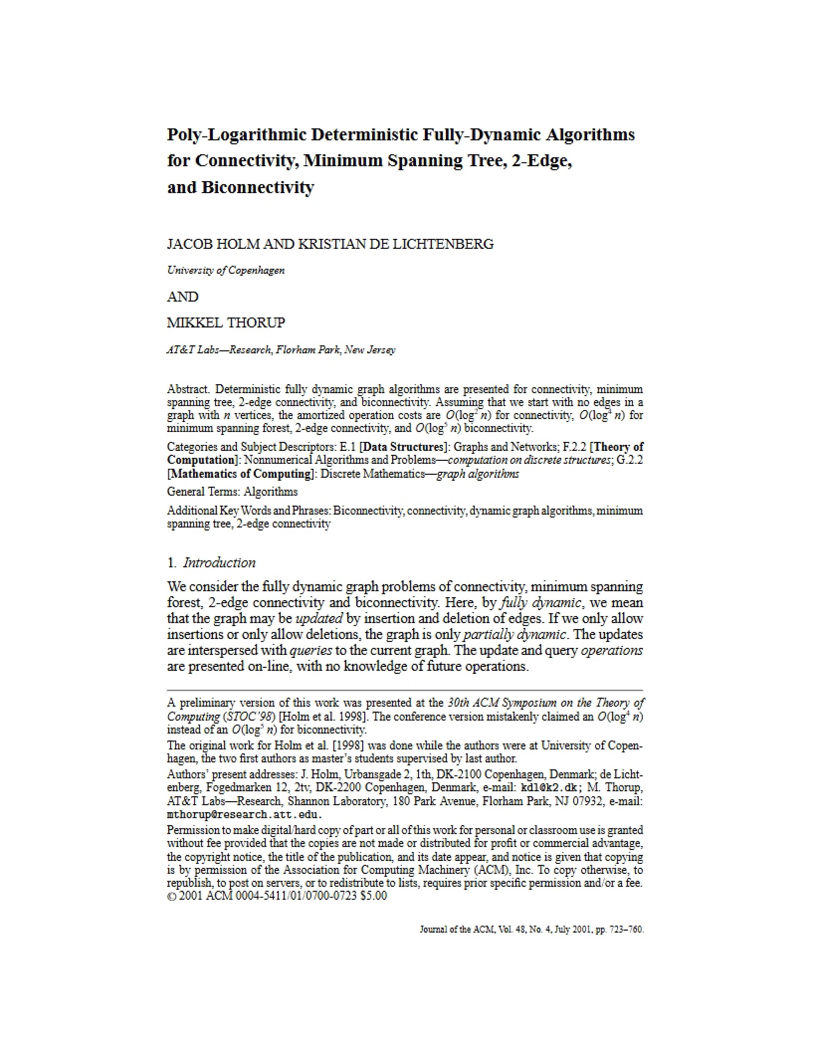 Deterministic Polylogarithmic Algorithms