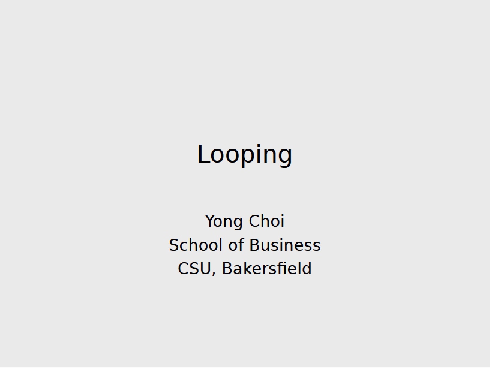 Web Programming Loops