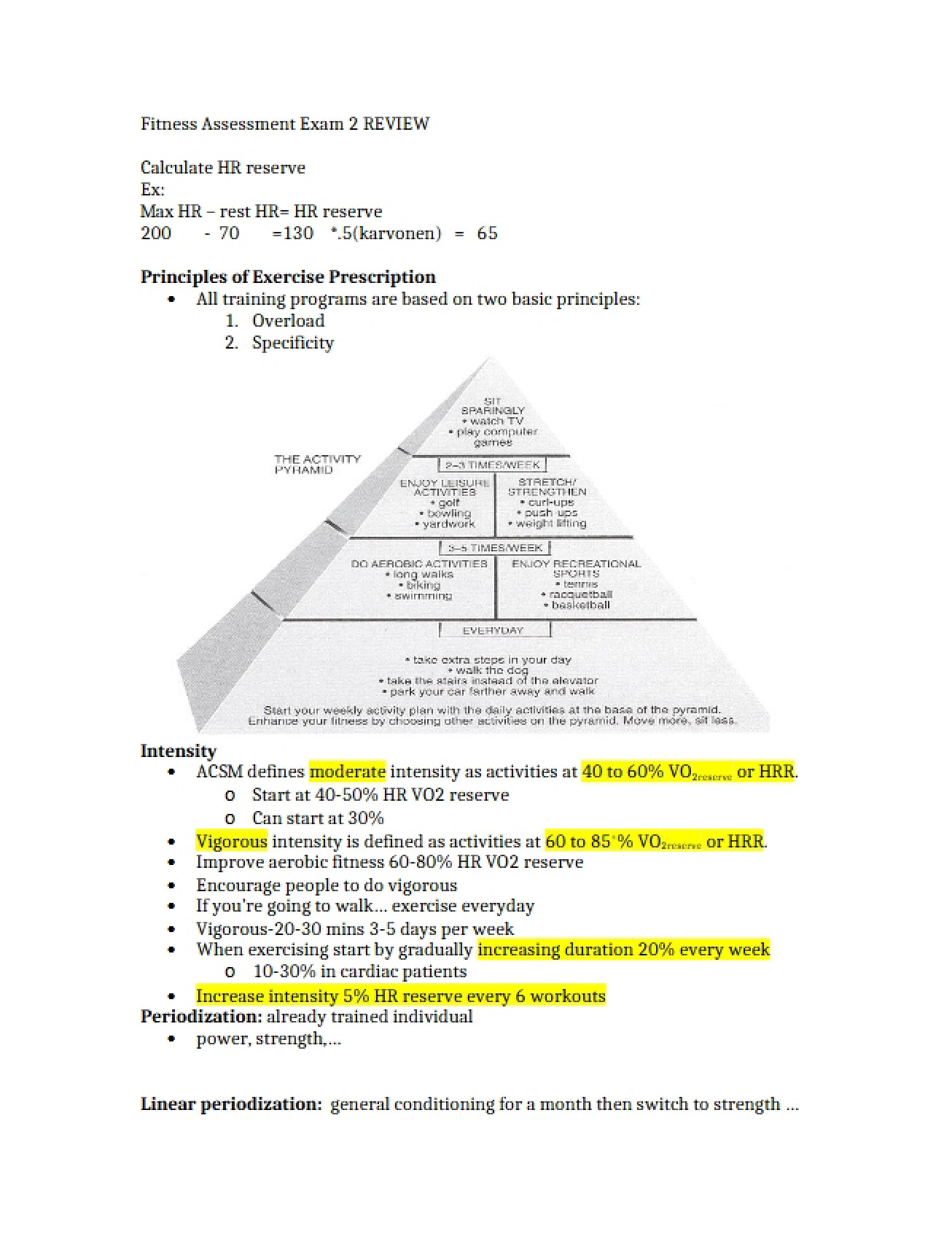 Fitness Assessment Review Exam 2