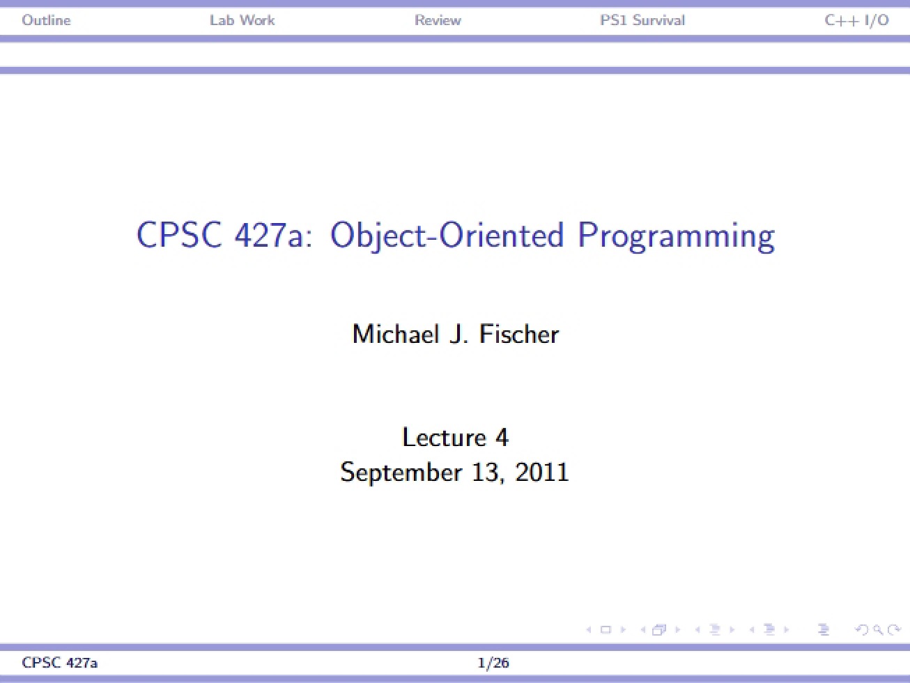 Fourth Lecture