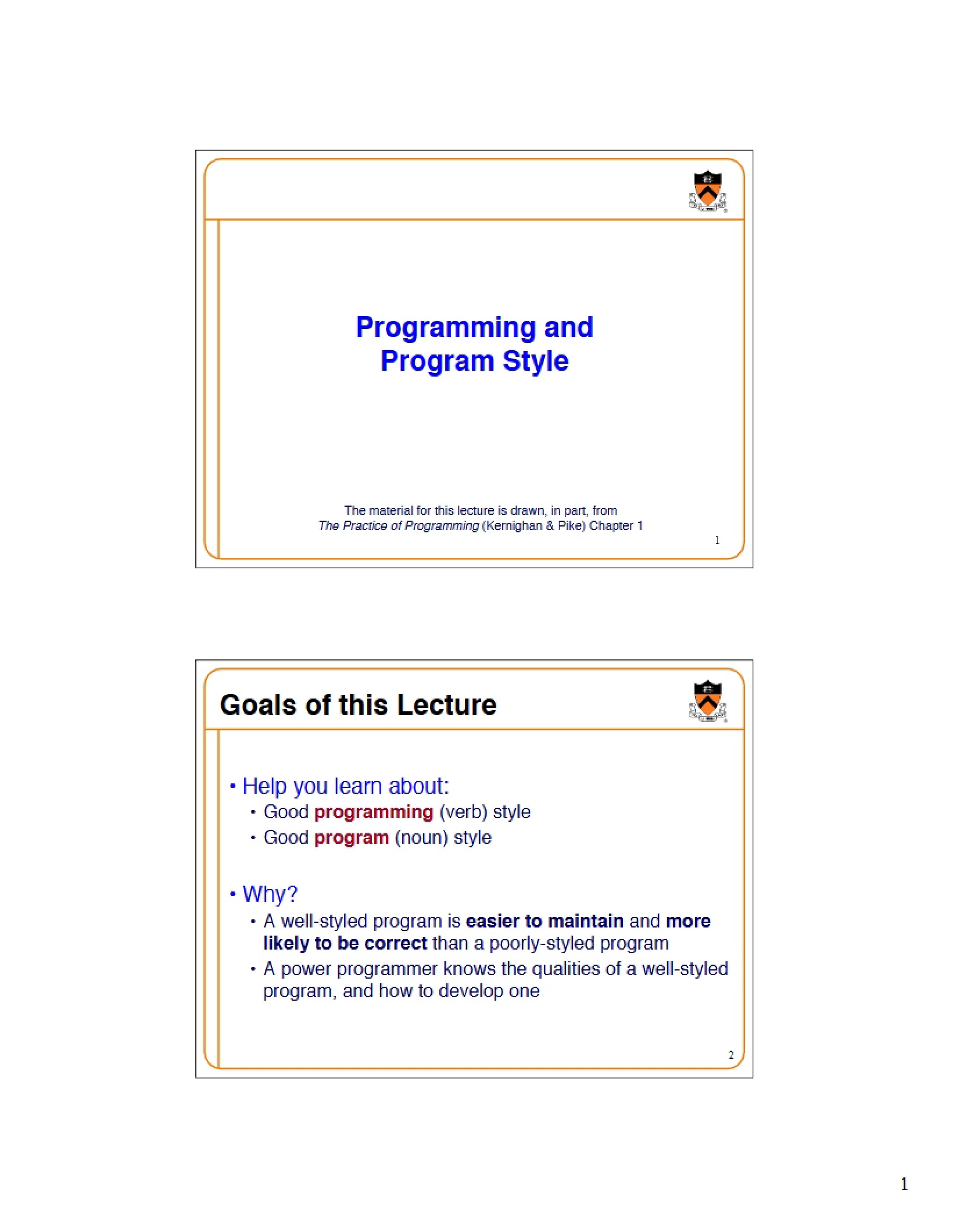 Stylistic Programming and Code - COS 217