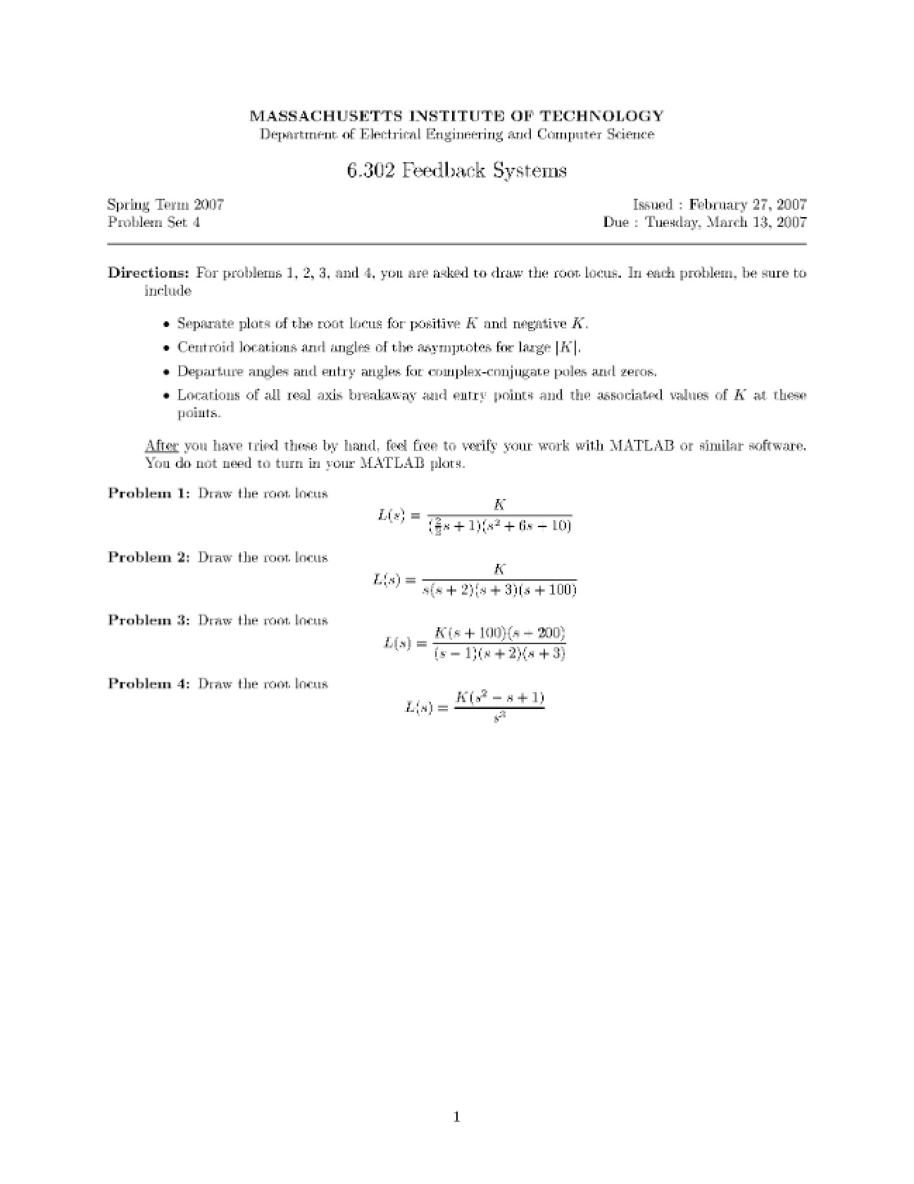 Fourth Problem Set
