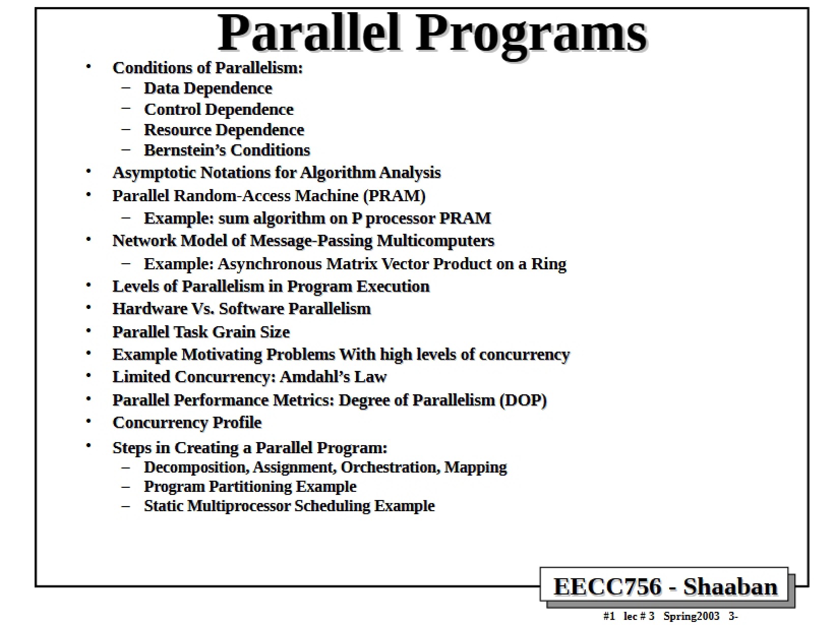 Programs for Parallel Systems