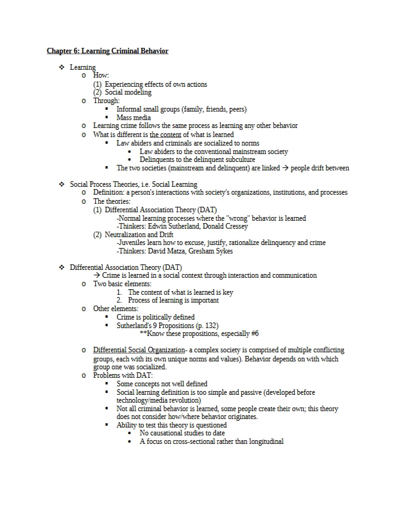 Learning Criminal Behavior Chapter Six