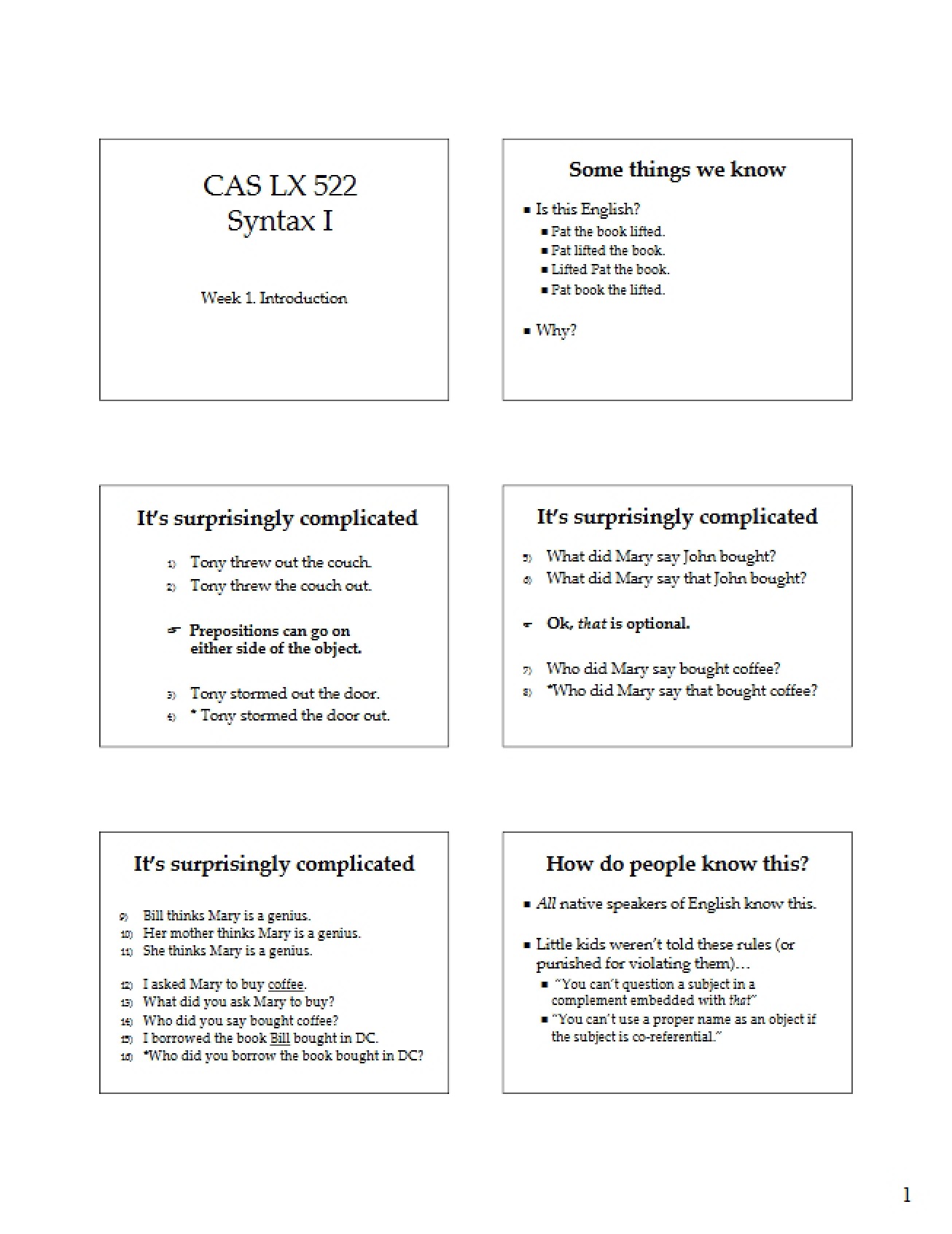 Introduction to Syntax I