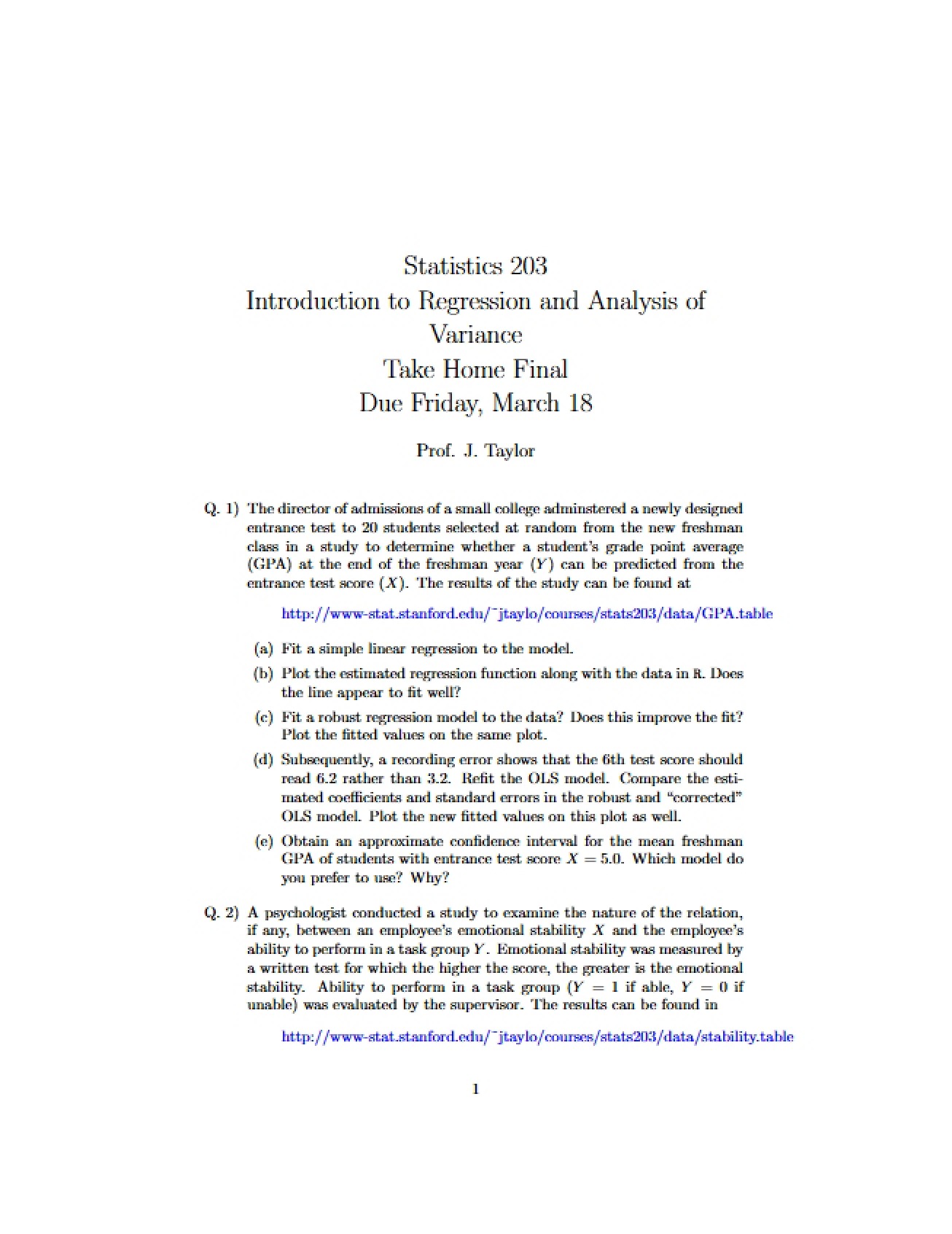 Advanced Course Notes for Regression Models