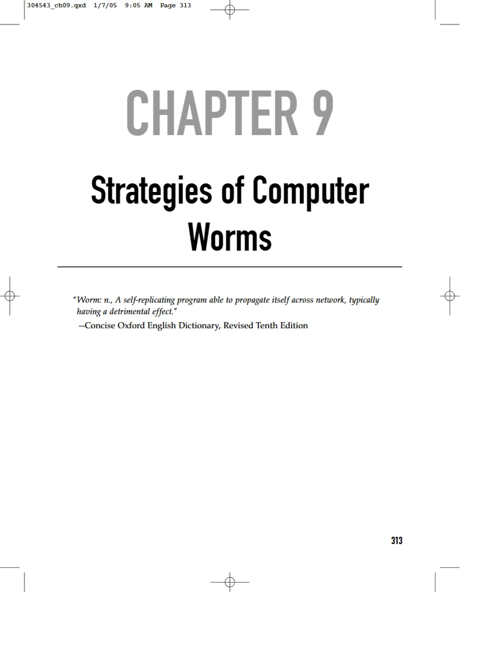 Computer Worm Strategies