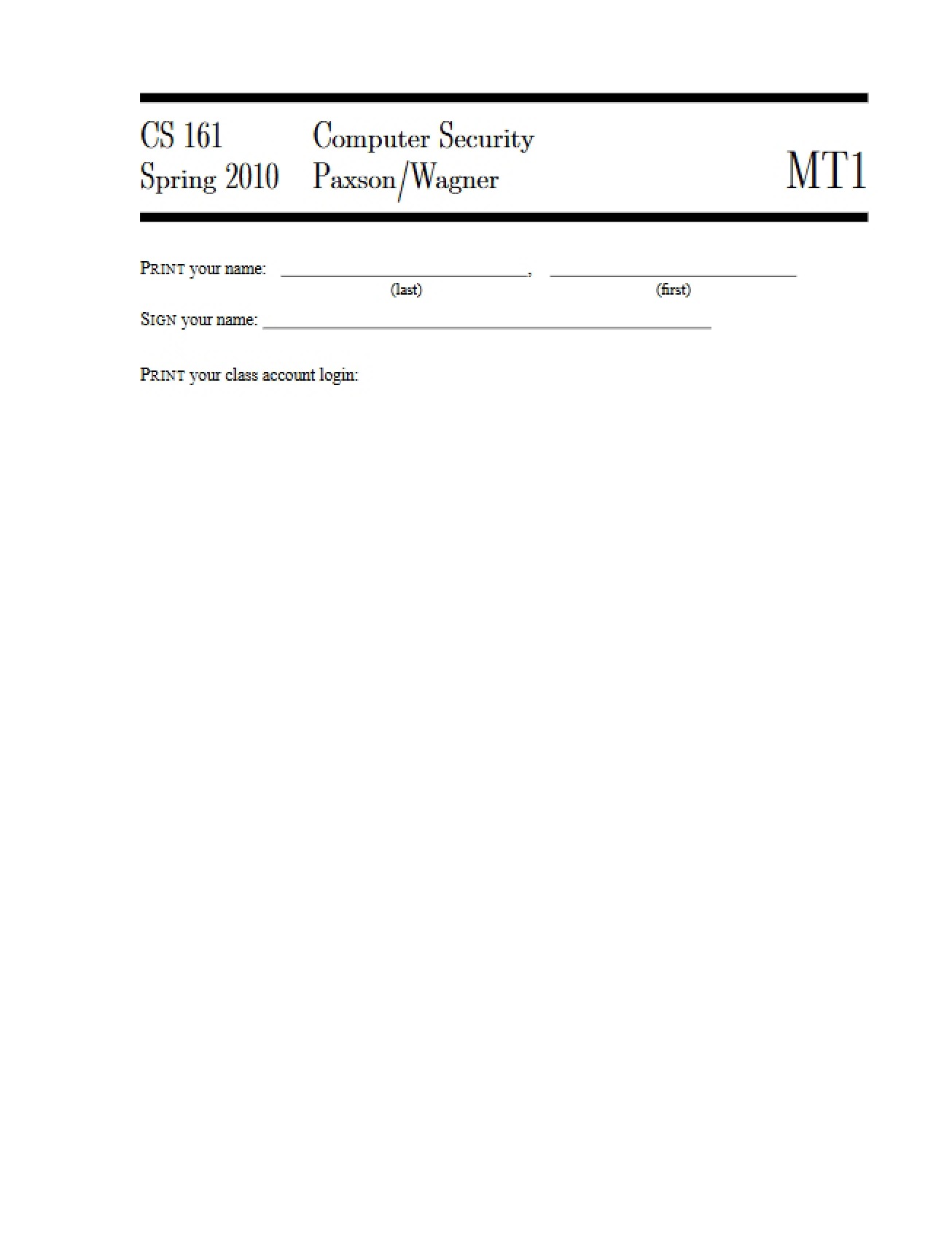 CS 161 Midterm Exam