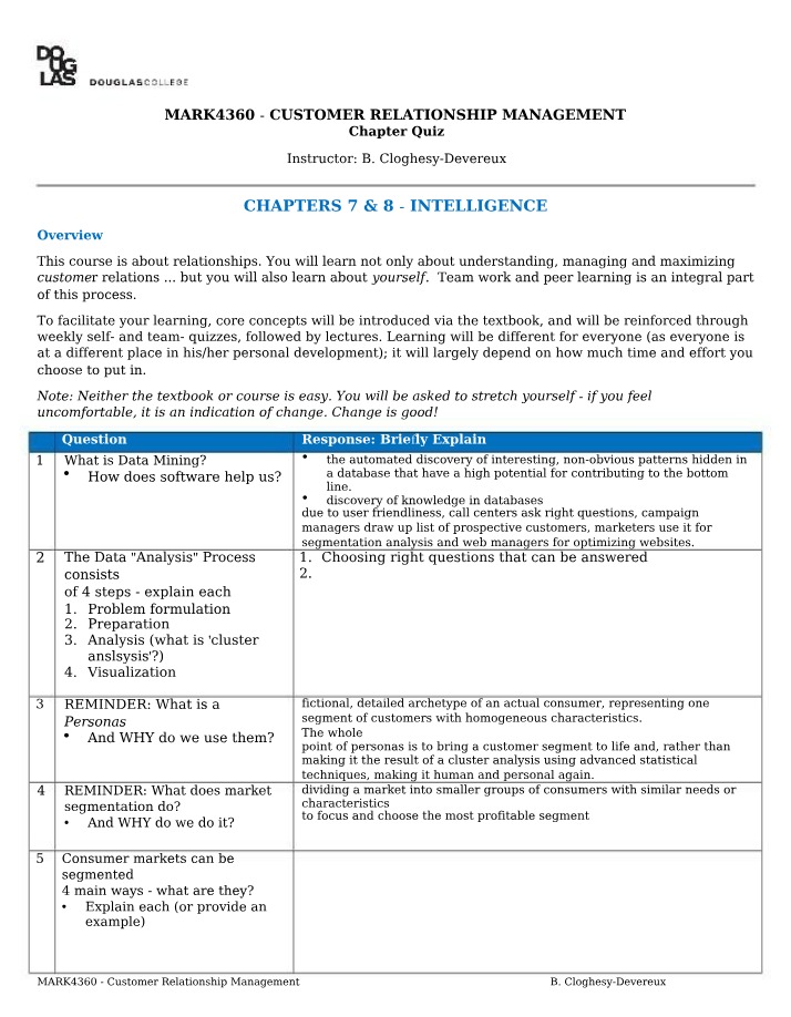 MARK4360 Intelligence Quiz (Chapters 7 & 8)