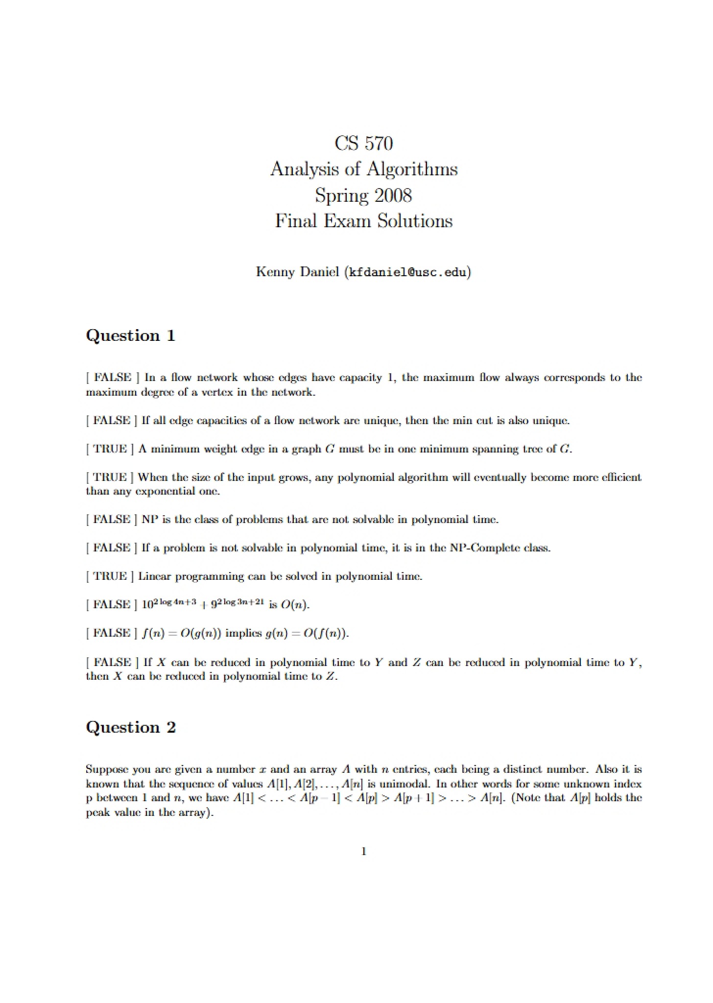 Final Exam B CS70 Spring 2008