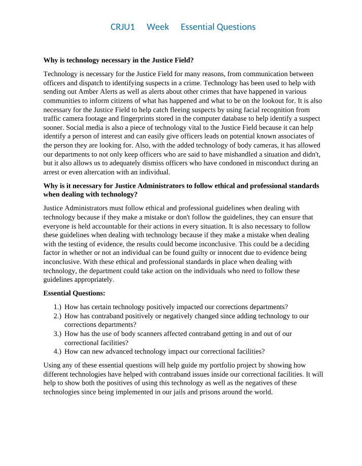 Essential Questions for Week 2