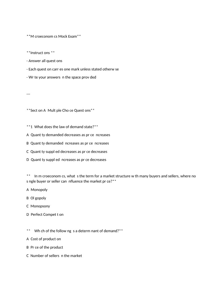 Microeconomics Study Resource