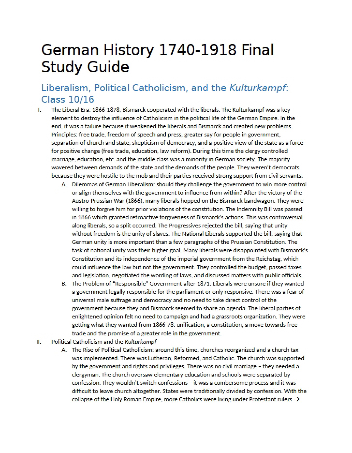 Strategic Review for the Final Examination