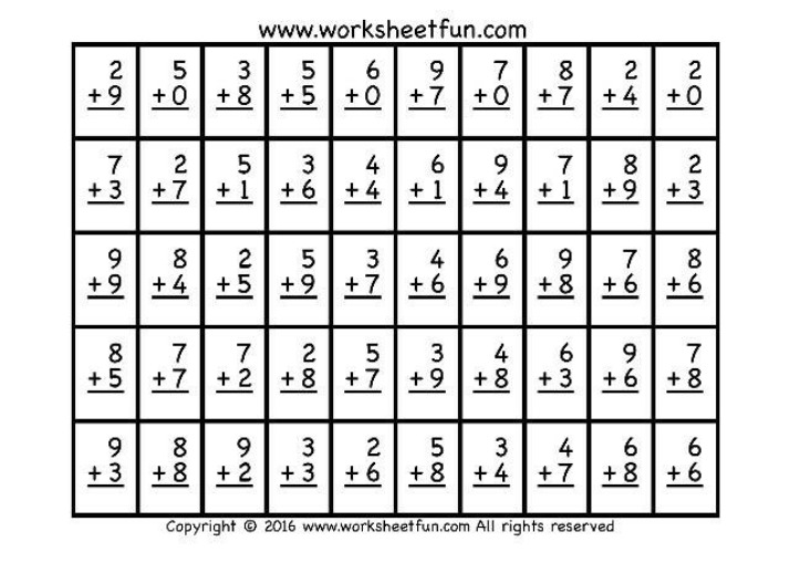 Worksheet - Addition Problems