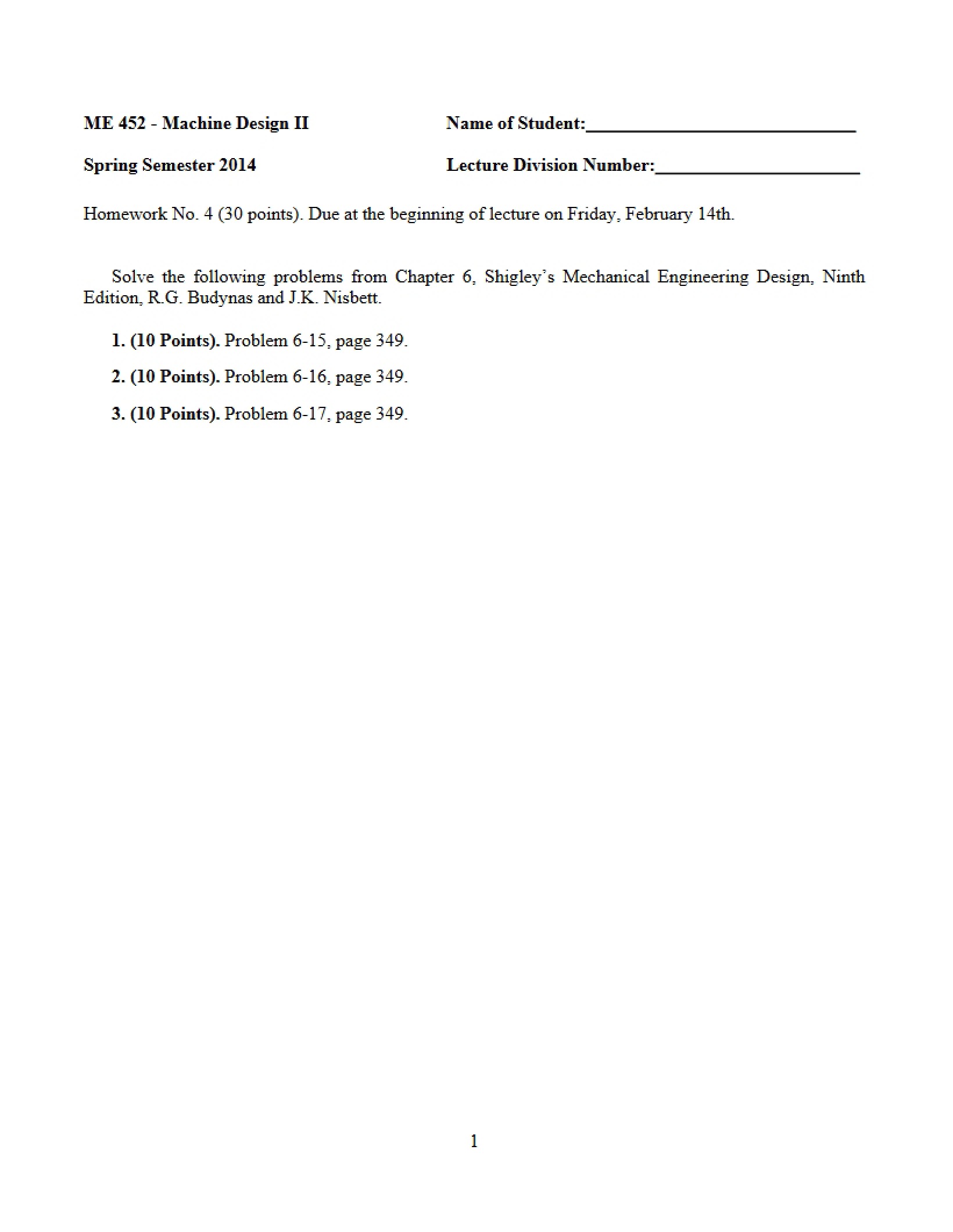 Solutions for Spring 2014 Homework 4A