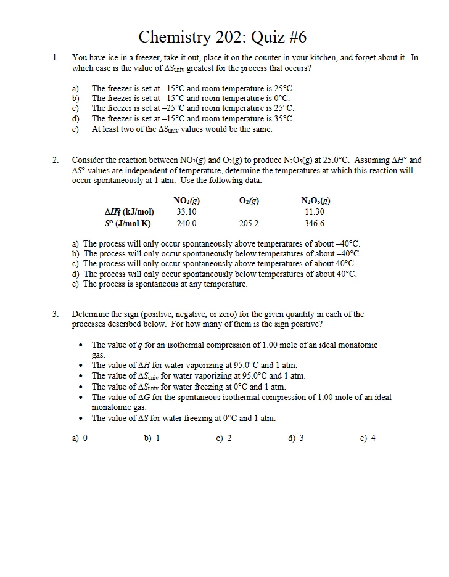 Sixth Quiz