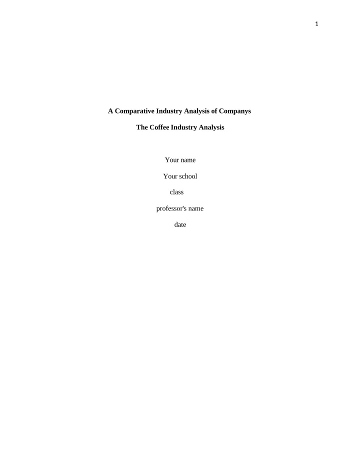 Paper for Industry Analysis Project