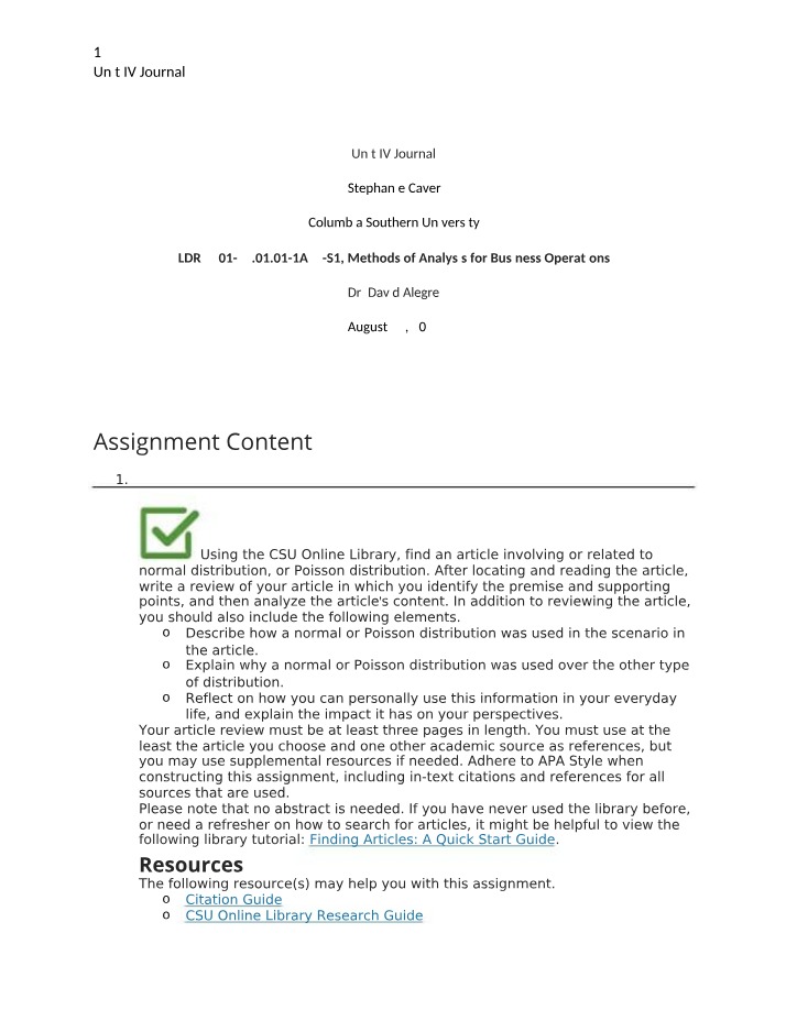 MSL5080 - Assignment Content