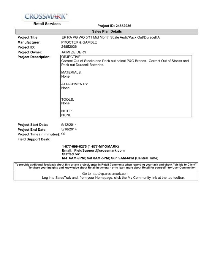 Procter Gamble and Duracell Audit - Out of Stocks and Pack Out