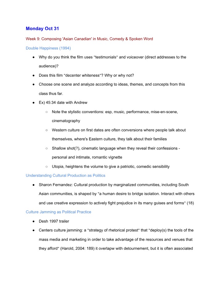 Week 9 Notes for ACAM