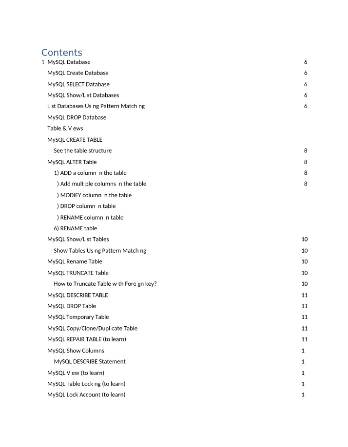 MySQL Database - Creating, Selecting, and Managing Tables and Views