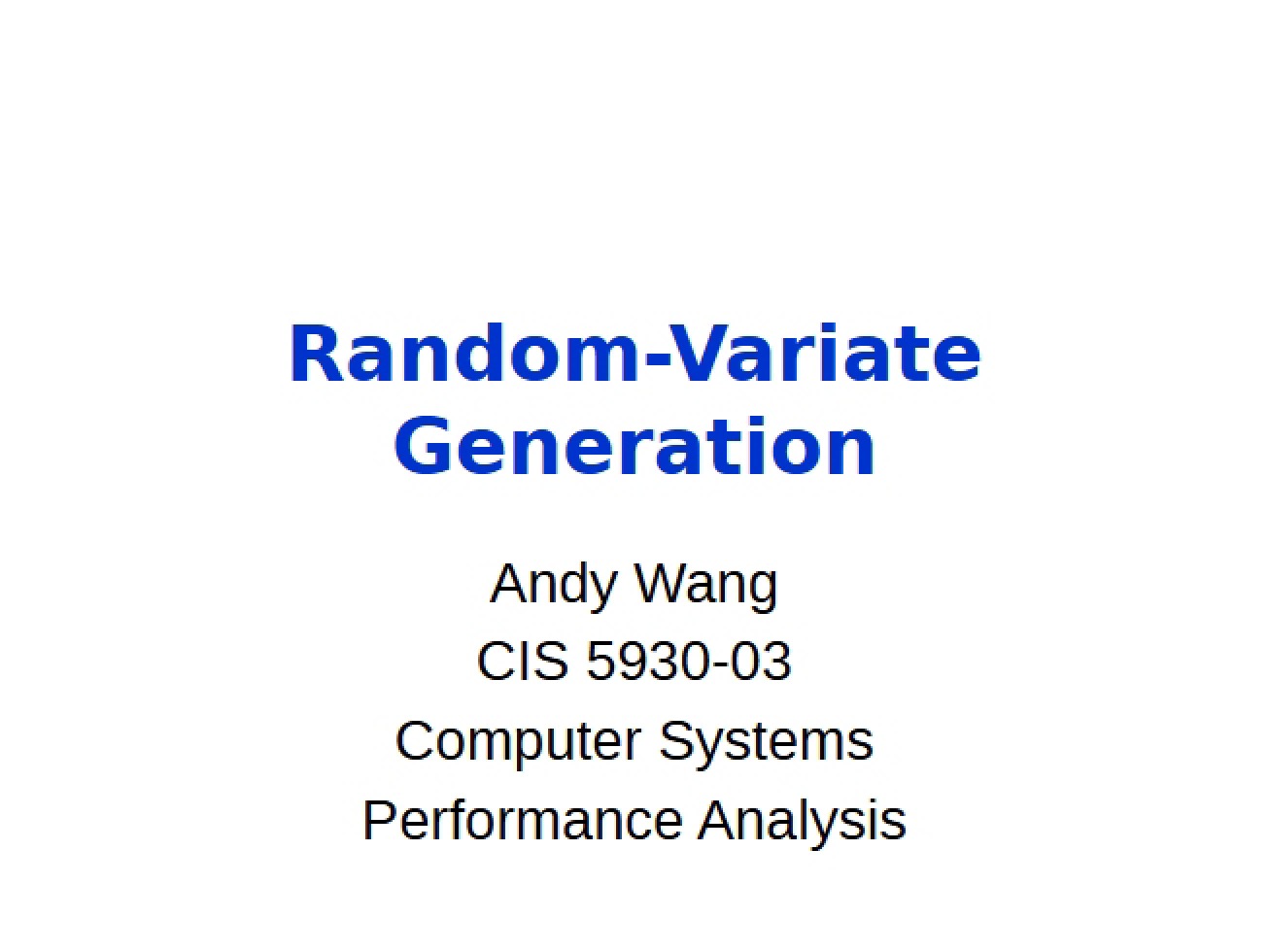 Generation of Random Variates