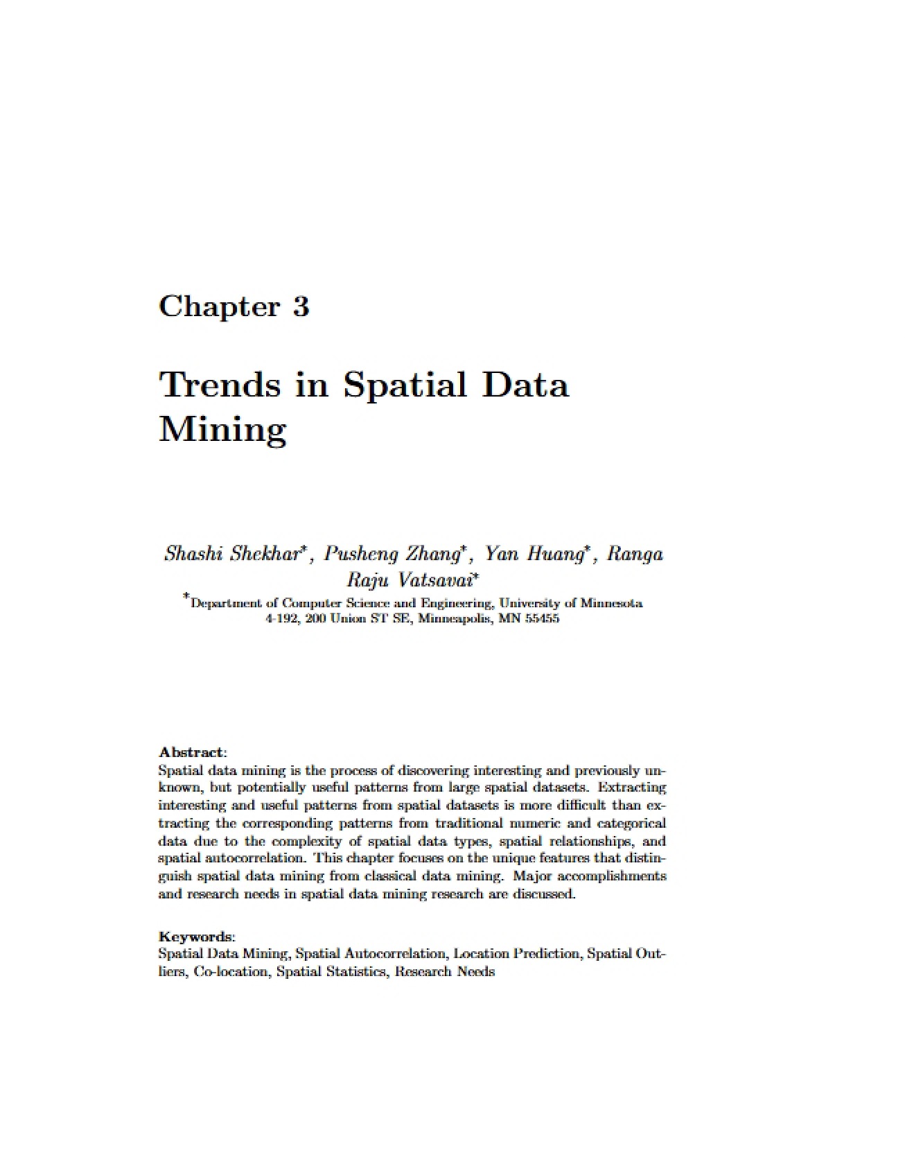 Spatial Data Mining Trends