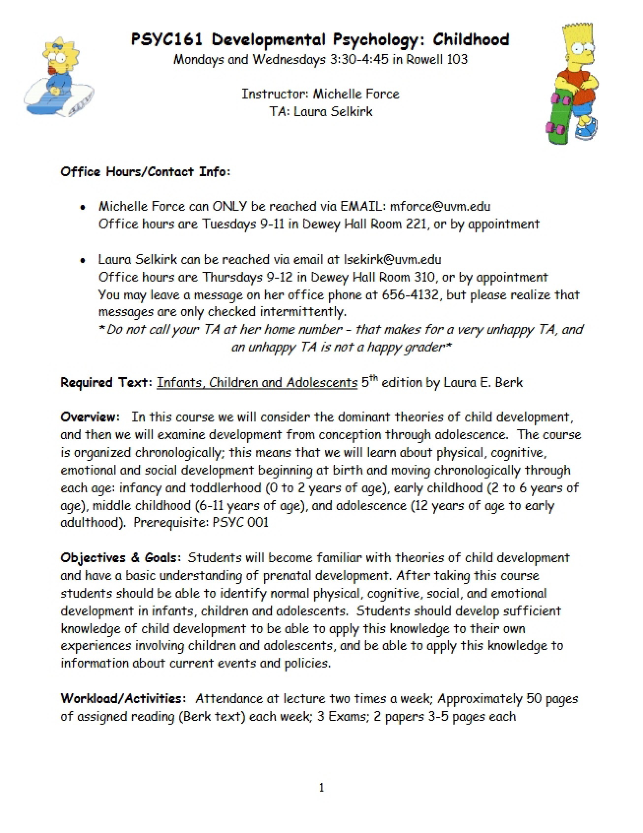 Childhood Psychology Course Outline