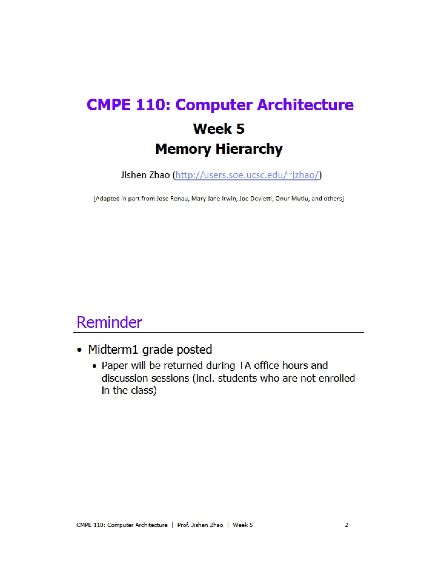 Hierarchy of Memory