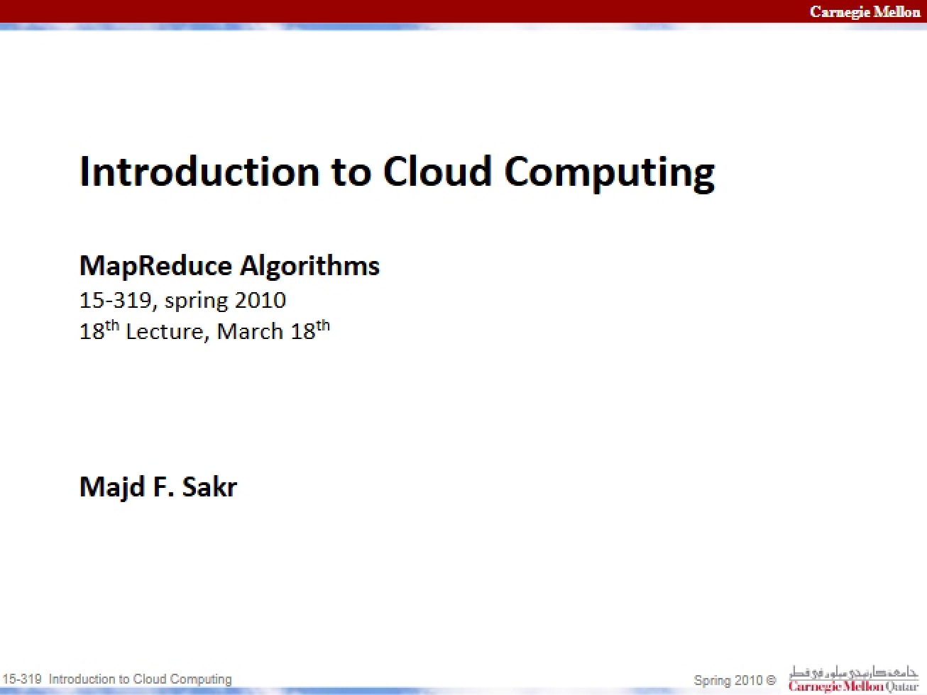 Cloud Computing - Lecture Seven