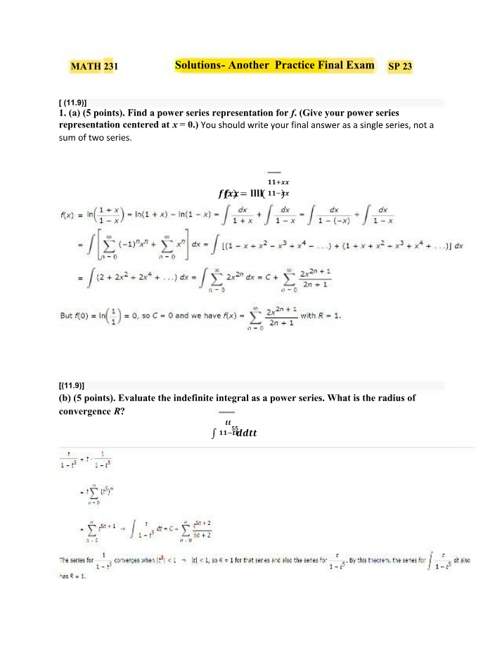 Practice Final Exam Solutions (SP 23)