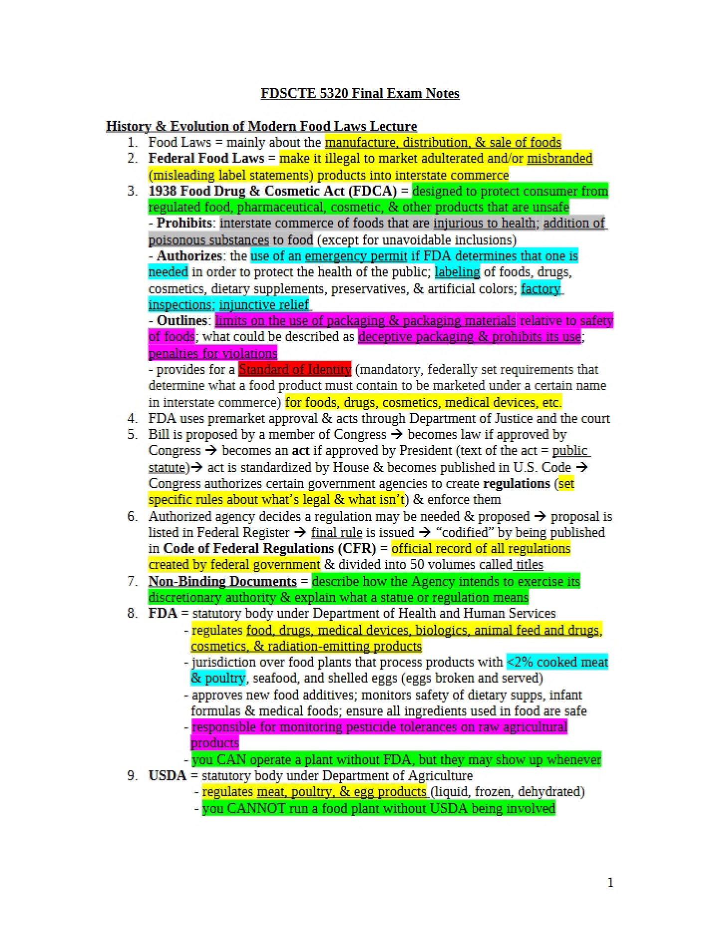 Notes for Final Examination